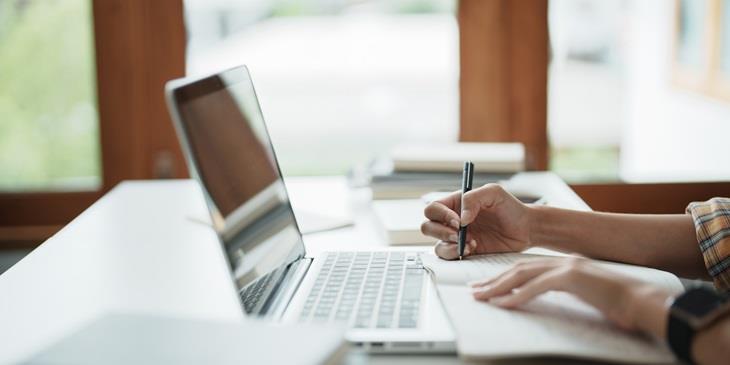 Working by the computer