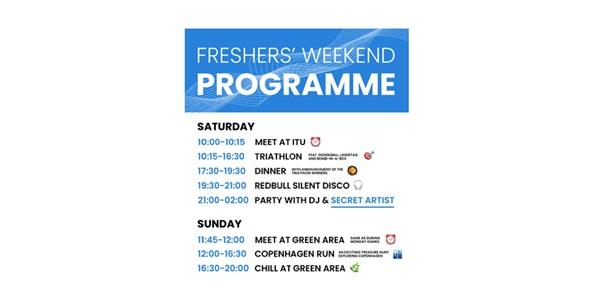 Program for Freshers' weekend