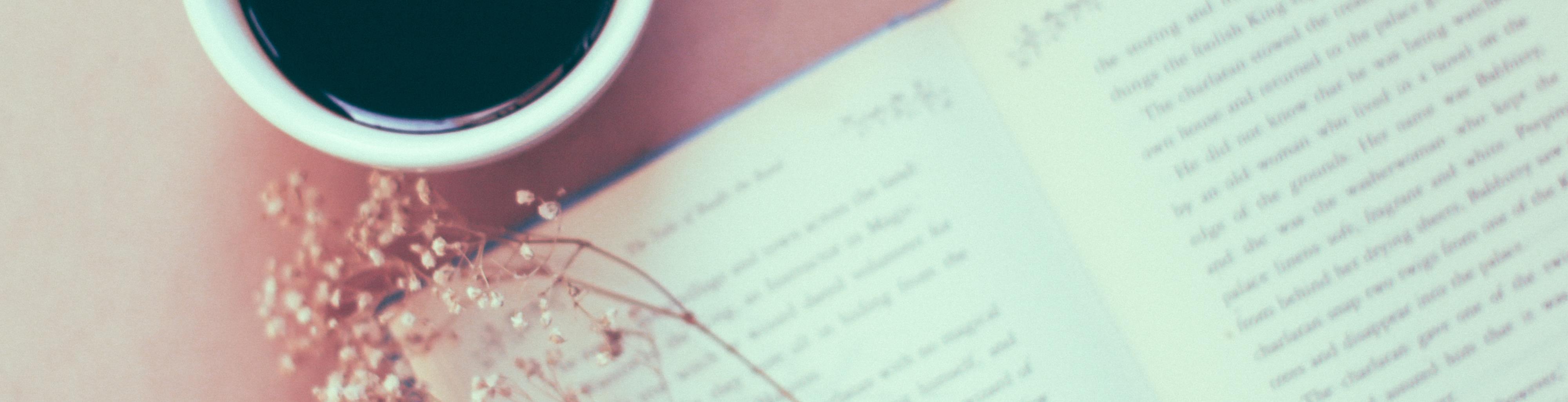 Book, flowers and coffee