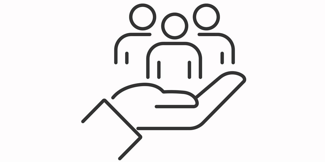 Group being held by a hand