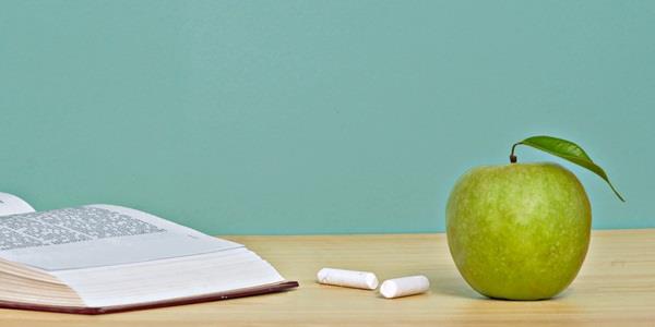 An apple and a book