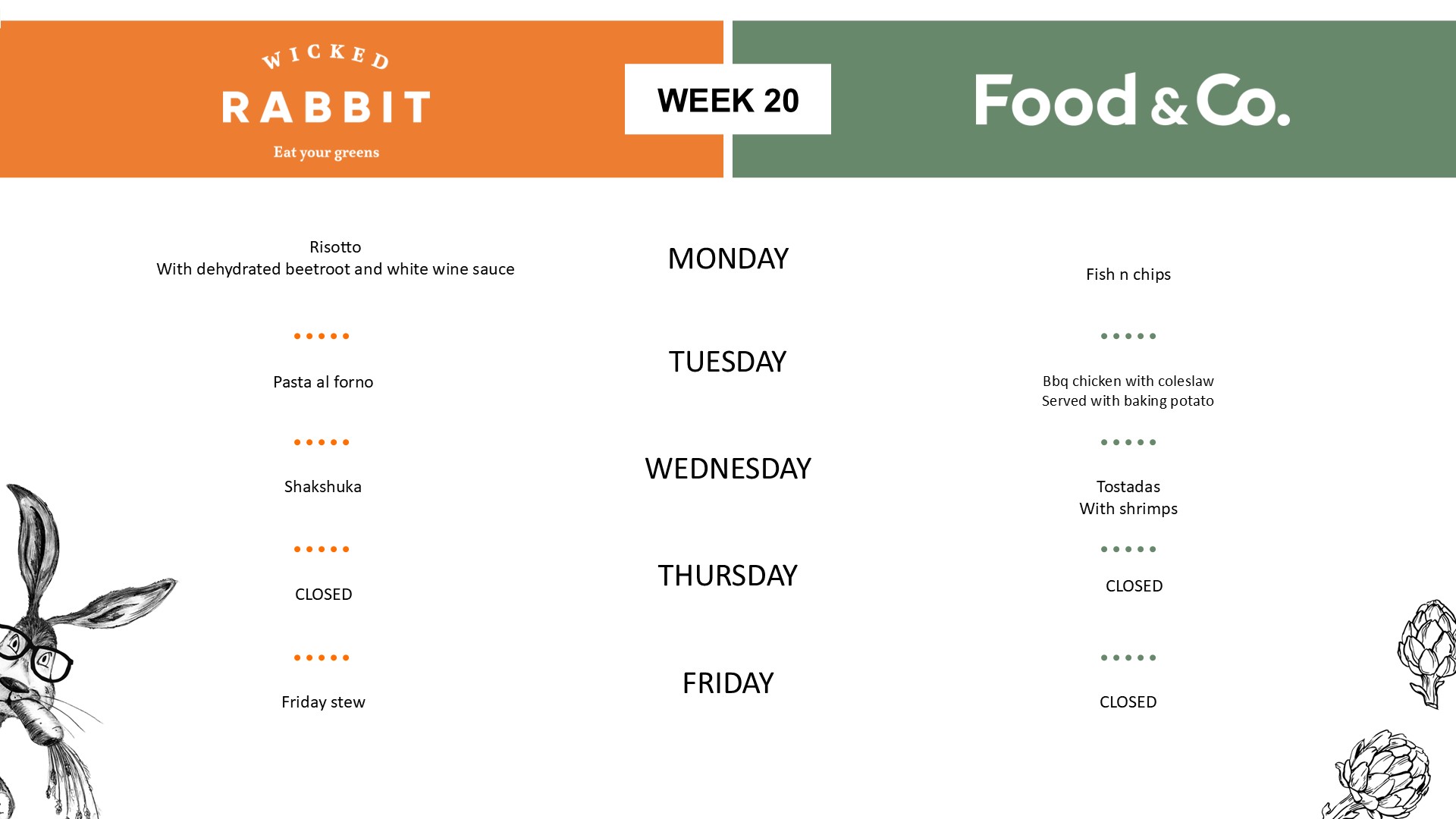 Canteen menu - week 20