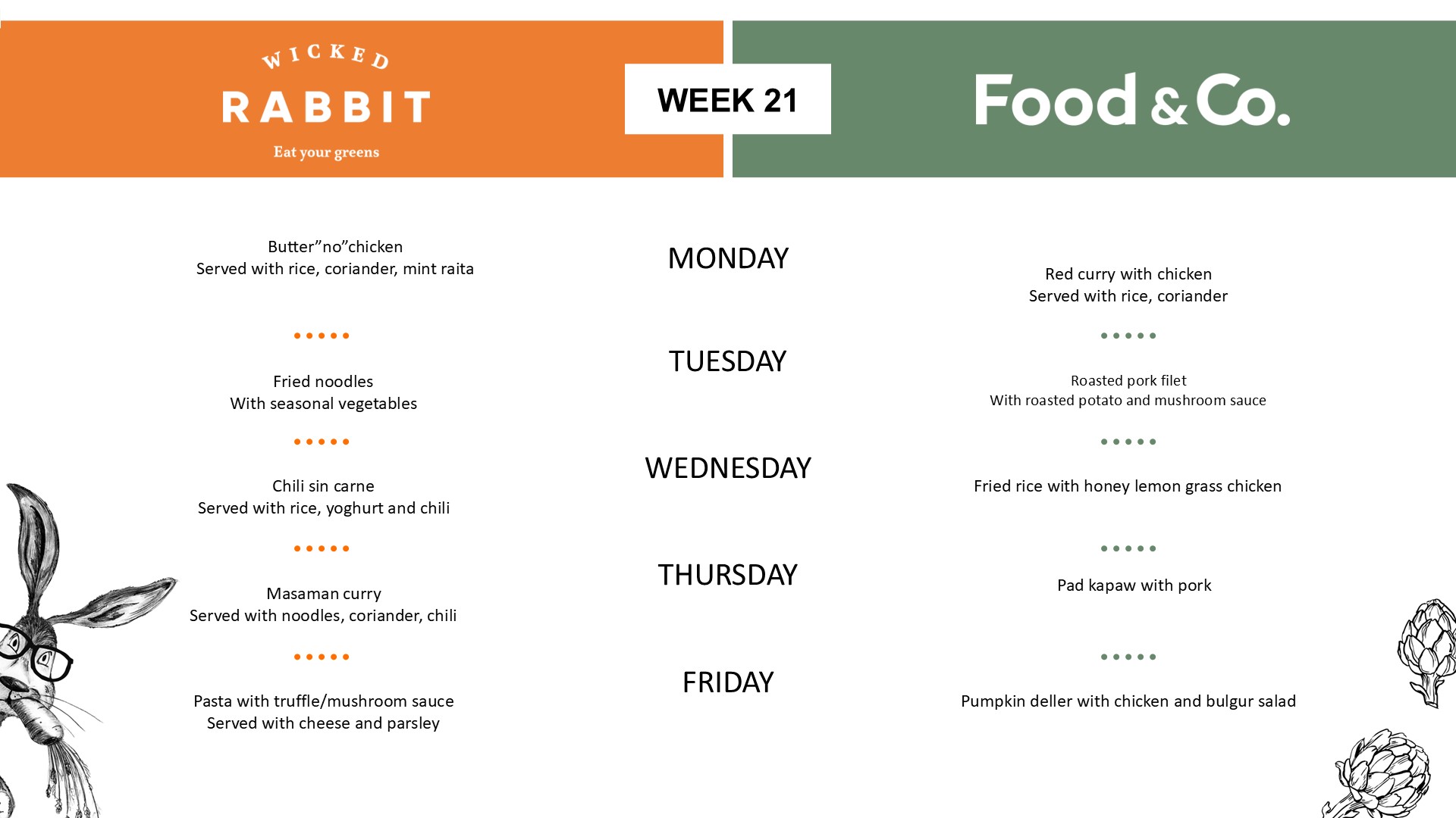 Canteen menu - week 21