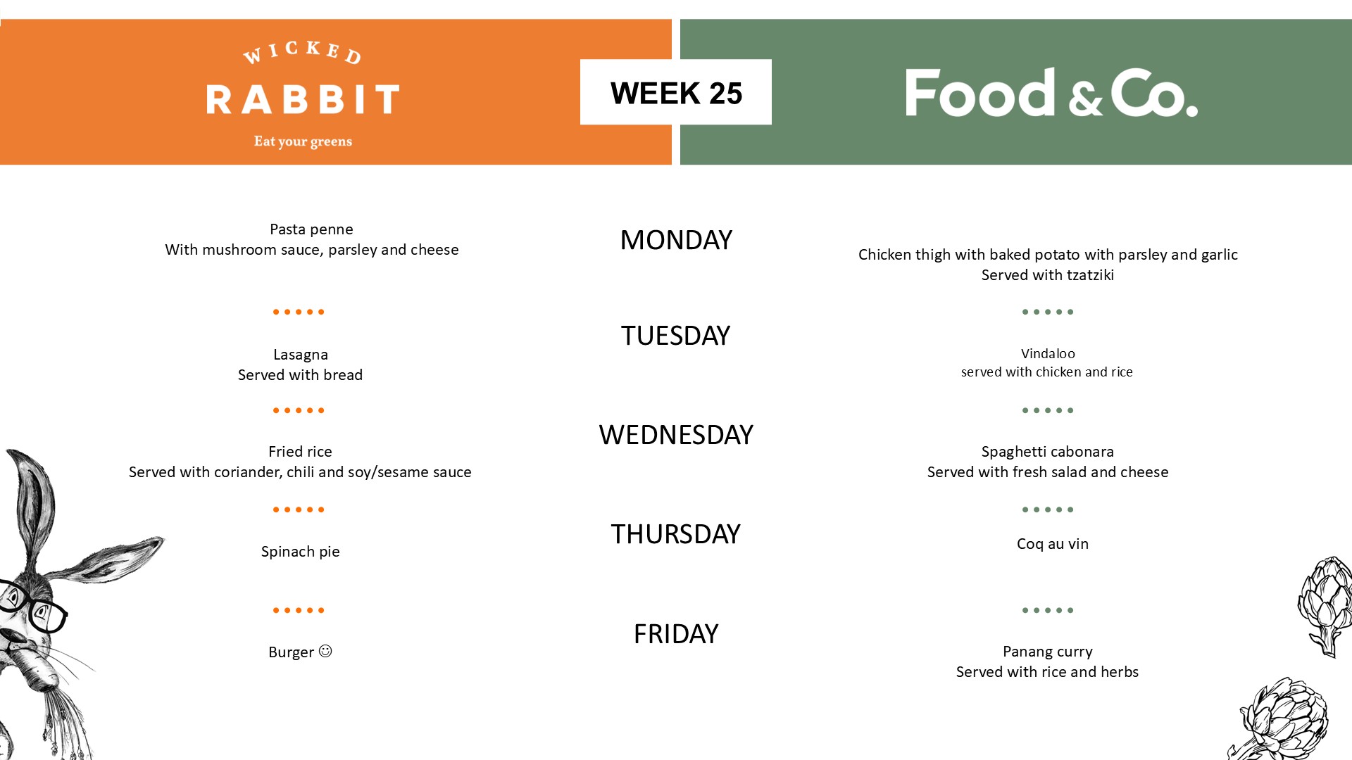 Canteen menu - week 25