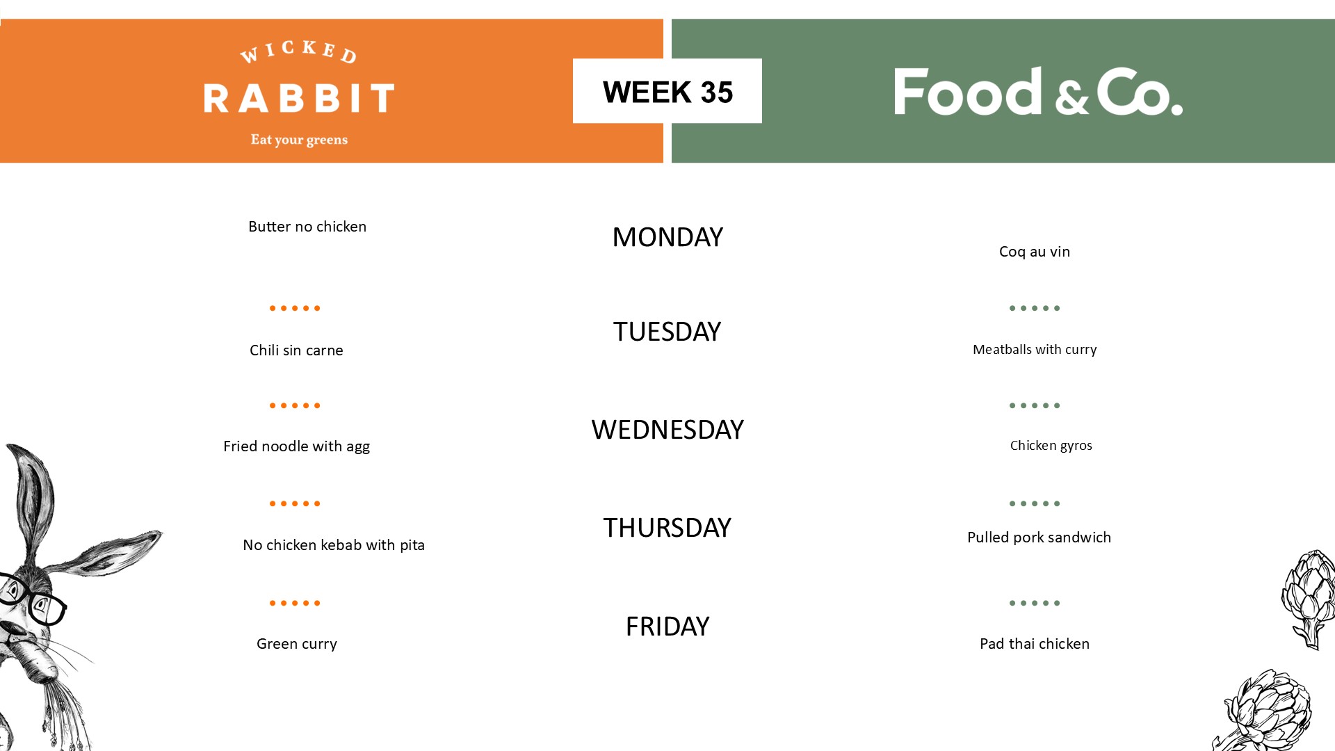 Canteen menu - week 35