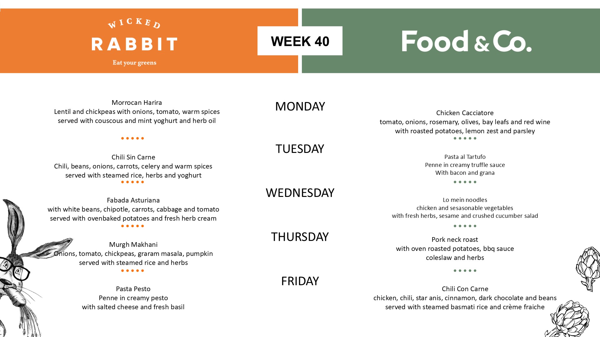 Canteen menu - week 40