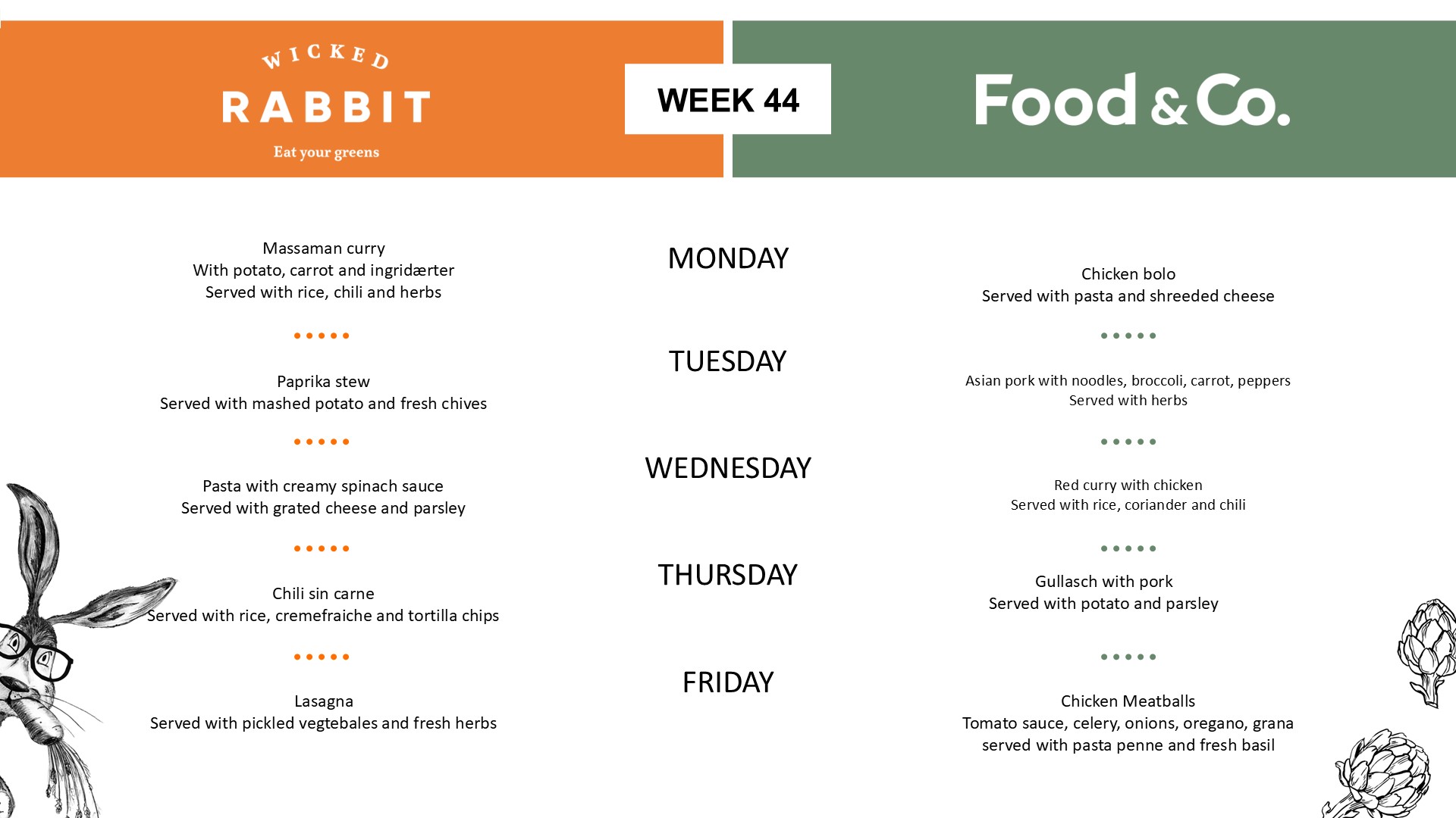 Canteen menu - week 44