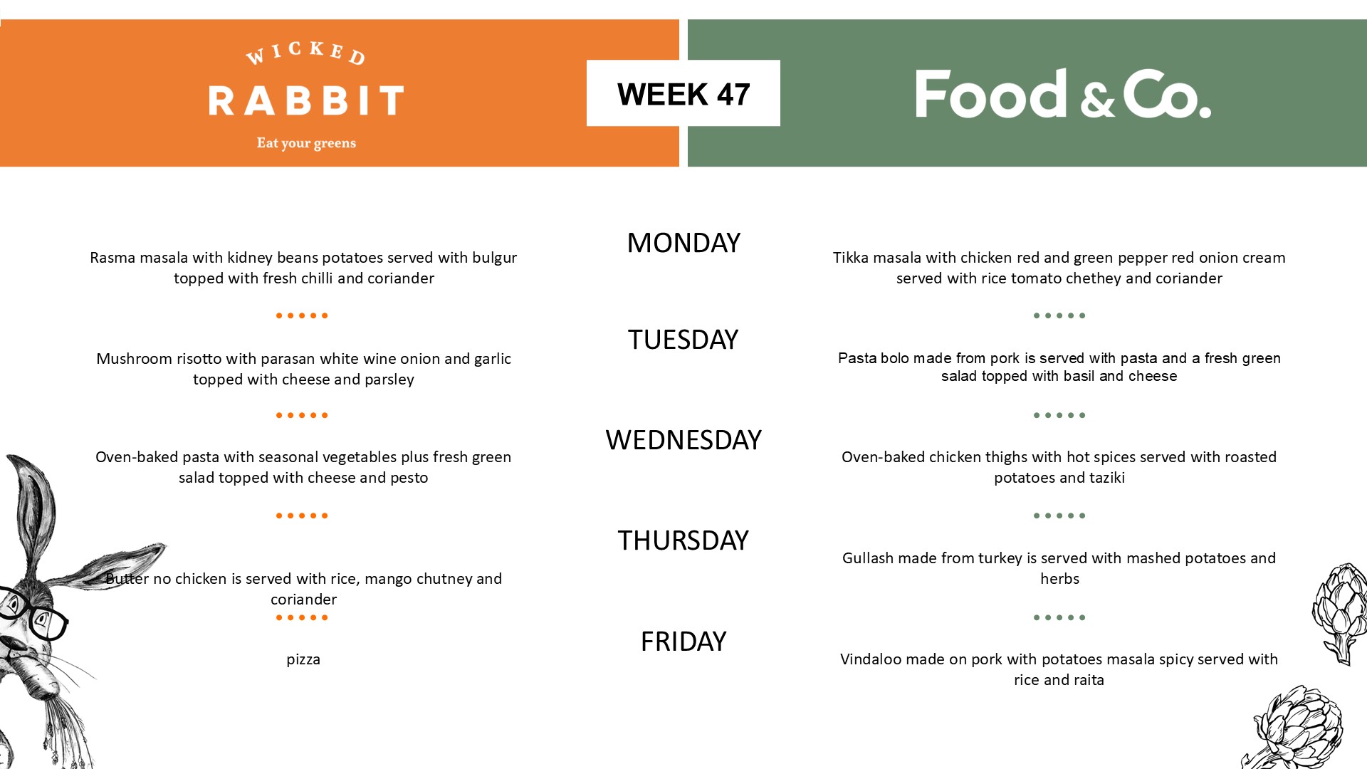 Canteen menu - Week 47