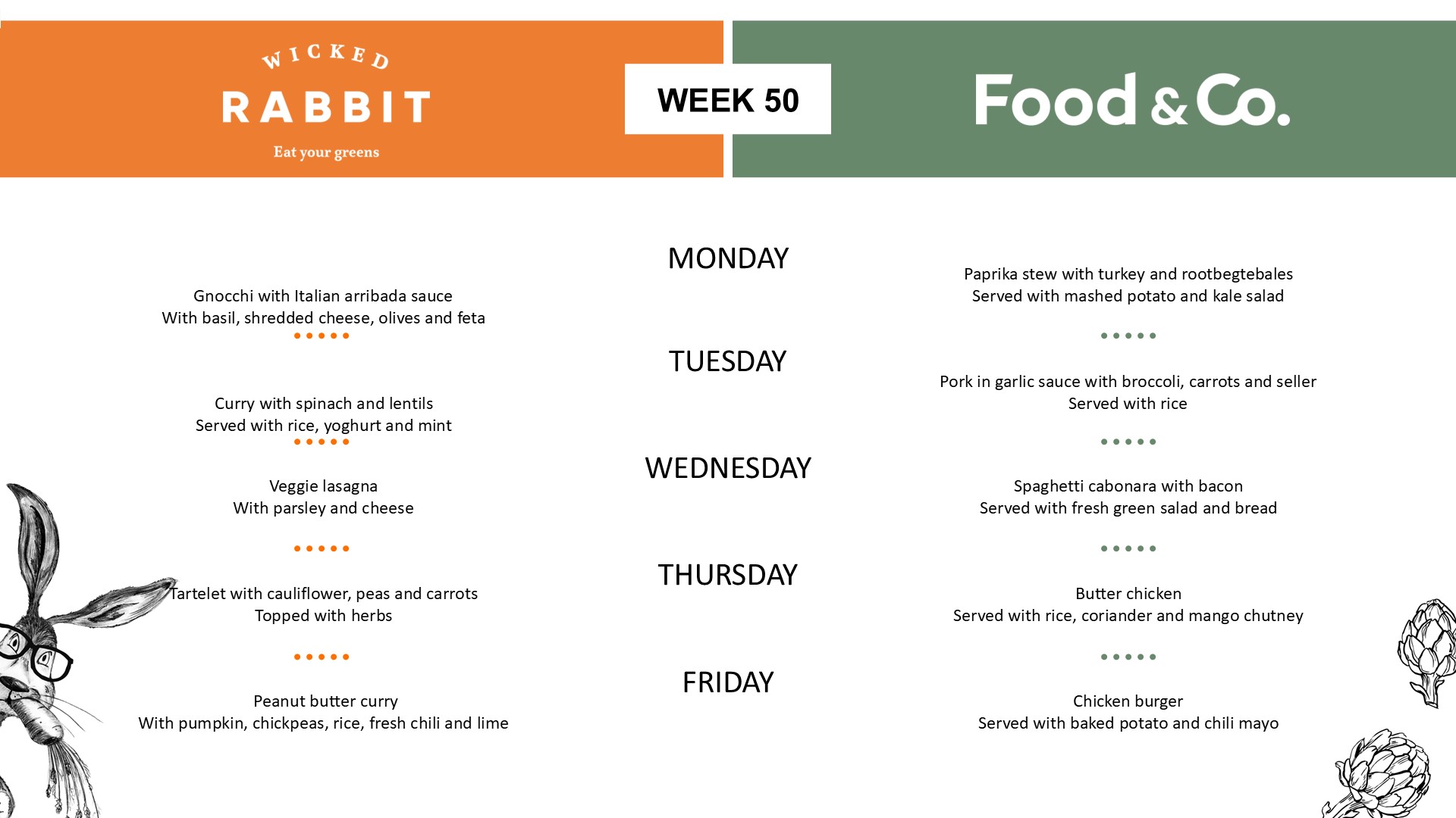 Canteen menu - week 50