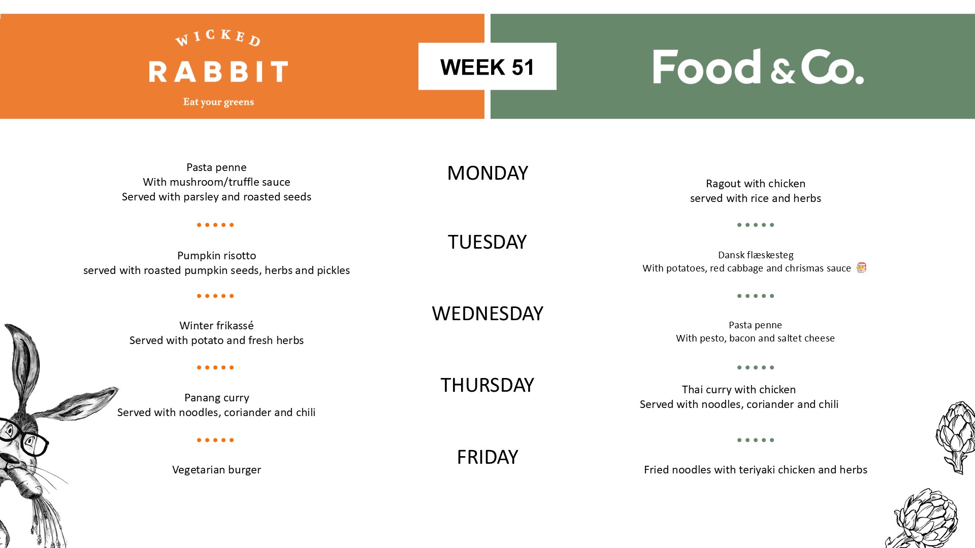Canteen menu - week 51