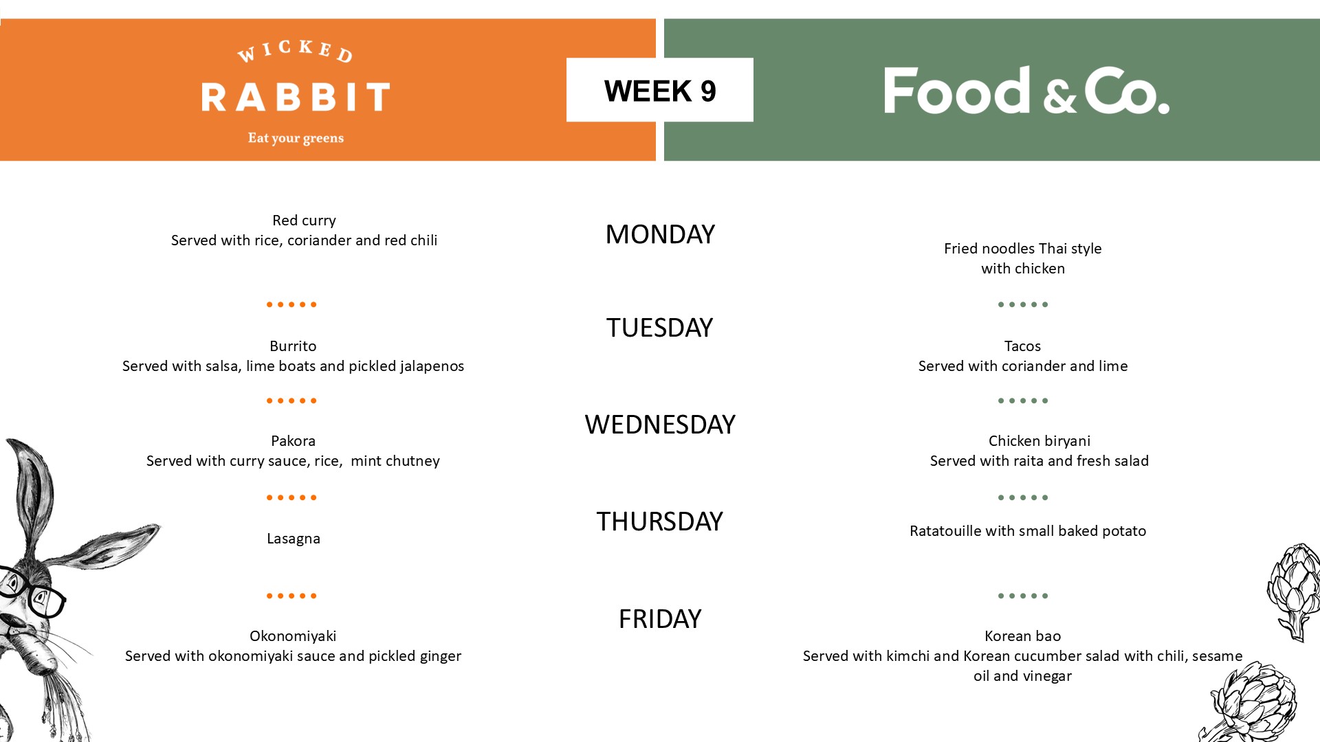Canteen menu - Week 9